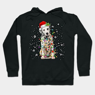 Santa Dalmatian Christmas Tree Light Hoodie